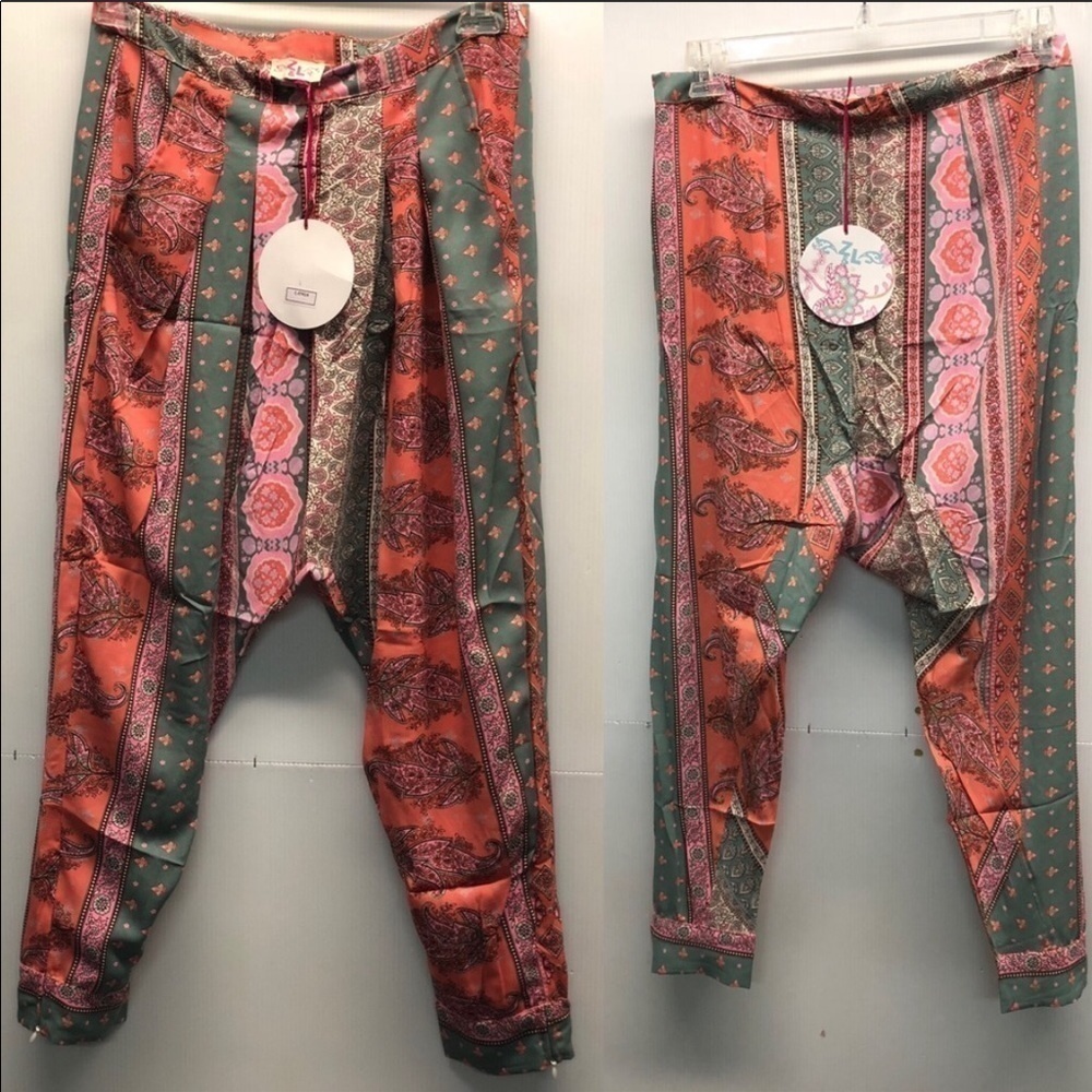 Z&L Paisley Light Weight Pink Harem Pants Size S L